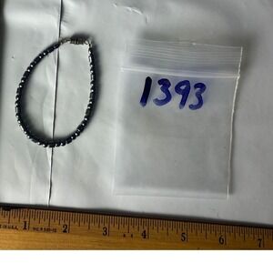 Hematite‎ Beaded Stretch Bracelet Silver Tone Clasp Mens Womens